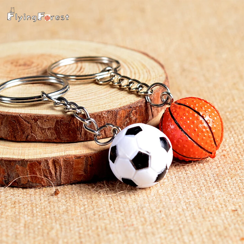 Leather Football Keychains Tennis Basketball Key Chain Colorful Sports Balls Key Ring Holder Car