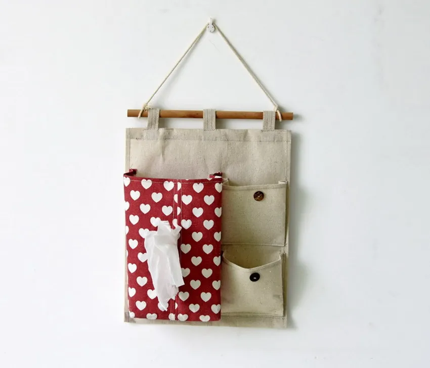 Linen Hang Storage Bag Tissue Box Holder Red Letter Holder Wall Hanger