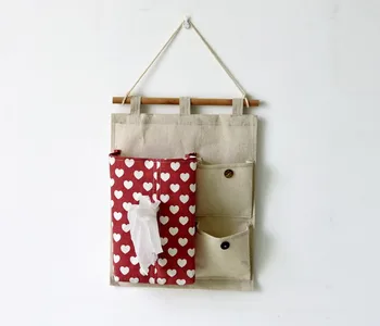 

Linen Hang Storage Bag Tissue Box Holder Red Letter Holder Wall Hanger Storage Bag Key holder Eye Glasses Bag Garden Decor