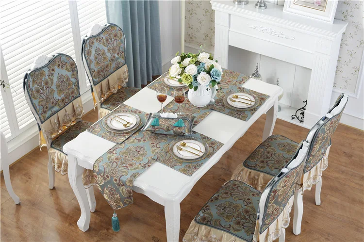 Винтажный столик-дорожка, Европейский жаккард, кровать, флаг, длинное покрытие для стола, кофе/синий/красный/бежевый, для дома, вечерние, свадебные украшения стола