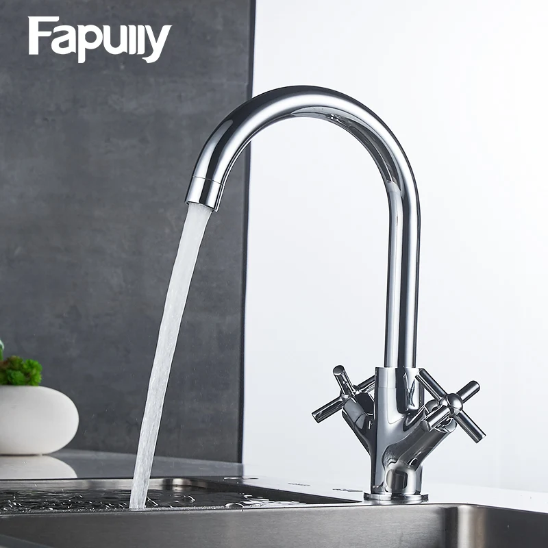 

Brass Kitchen Faucet Mixer Chrome Cold Hot Separation Switch Kitchen Tap Single Hole Water Tap 296-33C