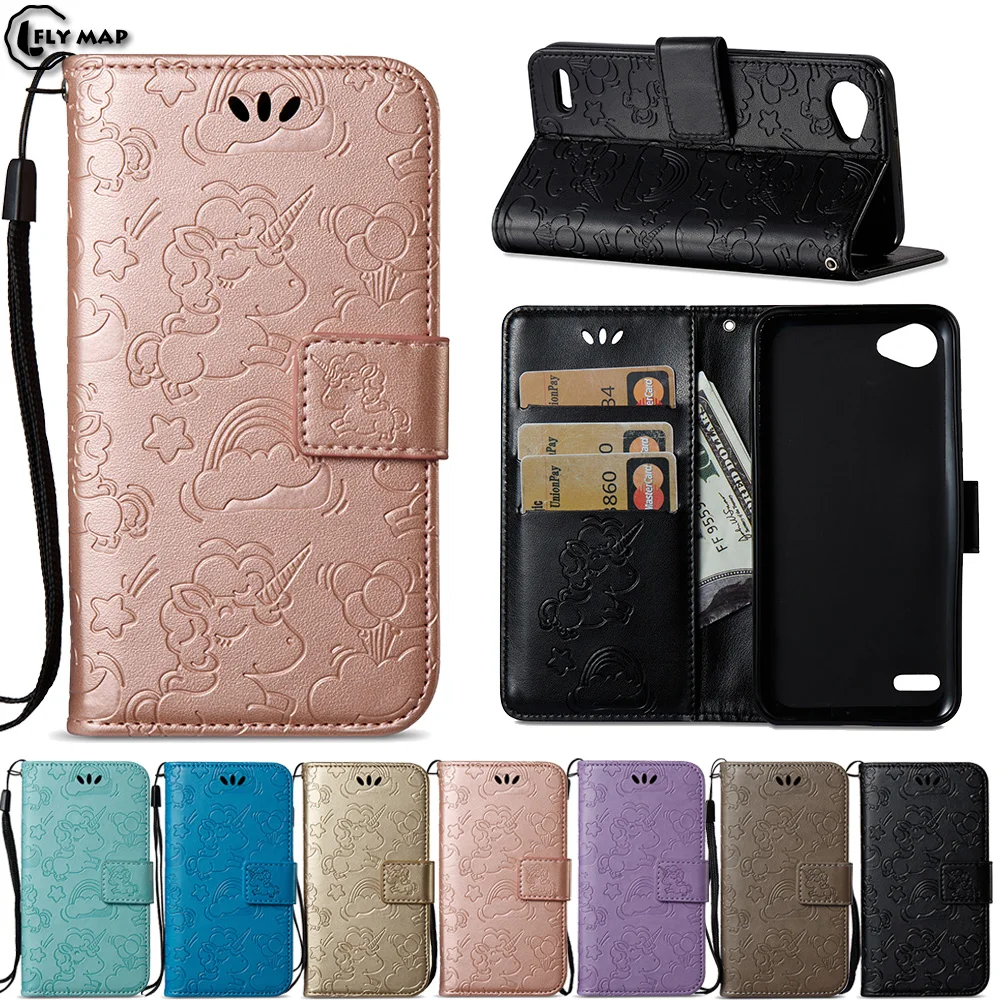 Unicorn Flip Case For LG Q6 Q6+ Q6 Plus Wallet PU leather Phone Cover Shell Bag M700AN LGM700 M703 M700Y X600L X600KP X600SP