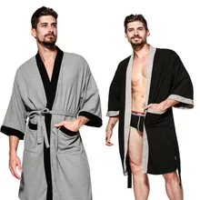 Spring Autumn New V-Neck Robe Sleepwear Bathrobe Men's Casual Solid Chinese Kimono Gown Loose Intimate Lingerie Robes
