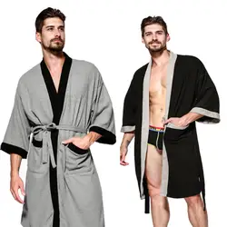 2019 Новое весенне-осеннее платье с v-образным вырезом, Пижама, халат, мужское повседневное однотонное китайское кимоно, свободное интимное