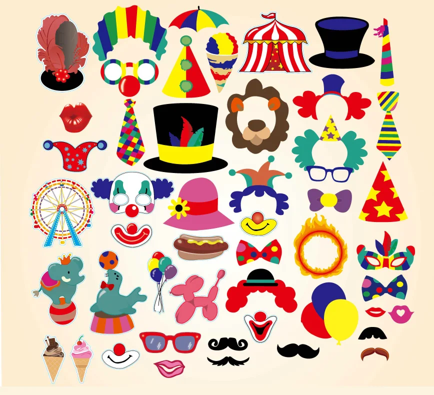 цирковые предметы. цирковые атрибуты для детей. предметы из цирка. атрибуты цирка. цирковая шляпа.