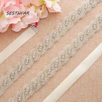 

Crystal Bridal Belt Rhinestones Sliver Wedding Dress Belt Diamond Belt For Wedding Dresses J153S