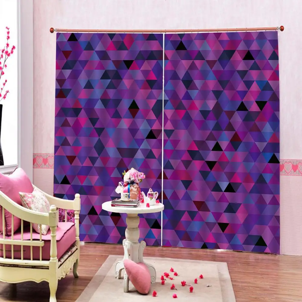purple pattern curtains Nature Art Print Drapes Living room Bedroom Decor 2 Panels Hooks Window Curtains | Дом и сад