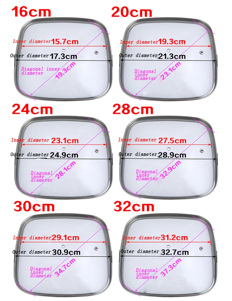 16-32 см кухонная посуда усиленная квадратная стеклянная крышка Закаленное вок крышка Pyrex стеклянная круглая крышка повара с ручкой качественная кастрюля премиум класса