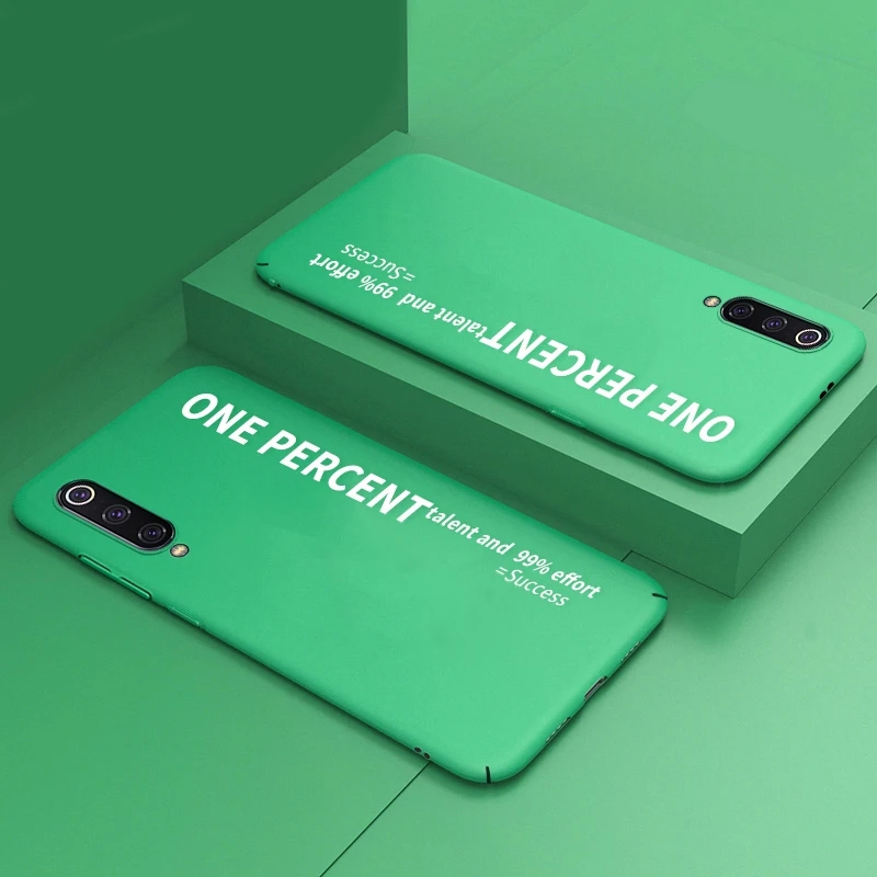 Тонкий матовый чехол ADKO ярких цветов с надписью для Xiaomi Mi 9 Жесткий Чехол из