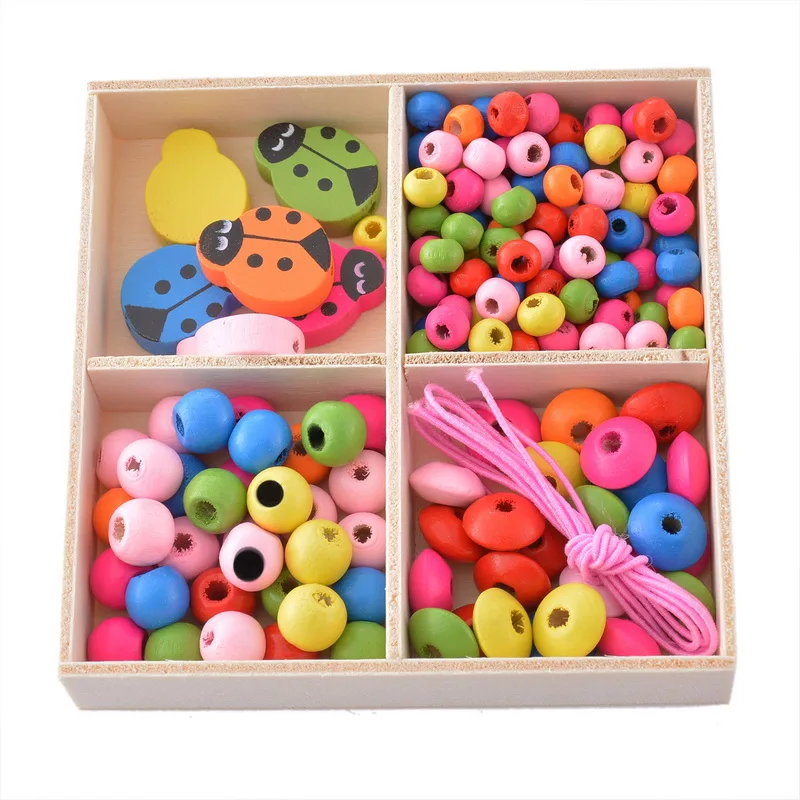 

1Box Mixed Kids Multicolor Wood Beads For DIY Jewelry Making Fit Children Necklaces Bracelets Handmade DIY Puzzle Crafts 9x9cm