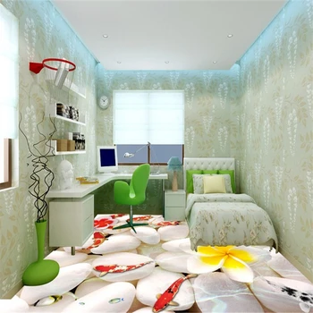 

beibehang Fashion wallpaper cobbled nine fish creative waterproof self-adhesive three - dimensional papel de parede 3d flooring