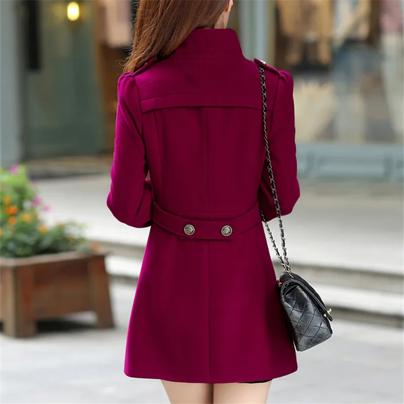 Средства ухода для век Осень Элегантная верхняя одежда для женщин длинное пальто мода Bodycon корейский стиль красный Офис ПР пальт