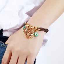 5 шт. в партии Турецкий Дурной глаз браслеты модные золотые подвески в виде руки браслеты модные браслеты с подвесками браслеты дружбы
