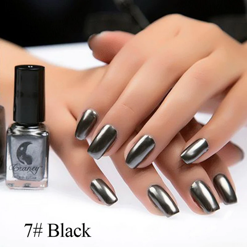 17 цветов, модный металлический зеркальный лак для ногтей, 6 мл, долговечные Лаки, титановые ногти, зеркальный дизайн, серебряный лак для ногтей - Цвет: black