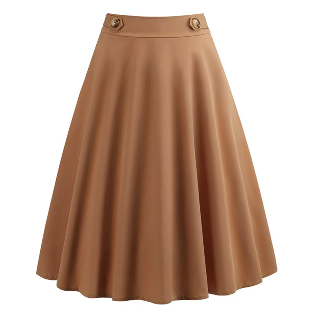 

Vintage Skirts Womens Spring Summer Elegant A Line High Waist Pleated Skirt Retro Fashion School Casual Chic Women Office Skirt