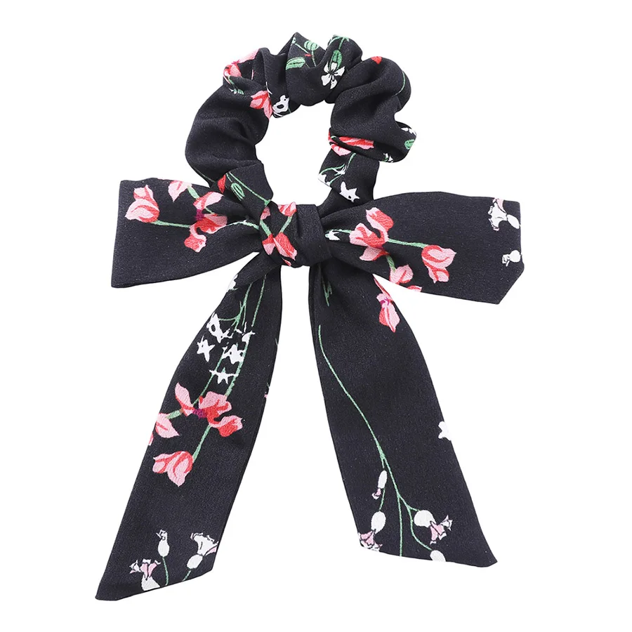 Haimeikang, лента для волос в стиле ретро с однотонным принтом для девочек, атласная резинка для волос с бантиком, эластичная резинка для волос, галстук-бабочка, резинка для волос с конским хвостом - Цвет: Style 14