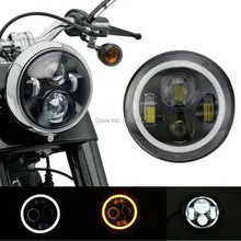 7 ''дюймовый 40 Вт круглый светодиодные фары высокой/ближнего света с LED глаза ангела с в горошек для Jeep CJ TJ JK мотоцикл фары