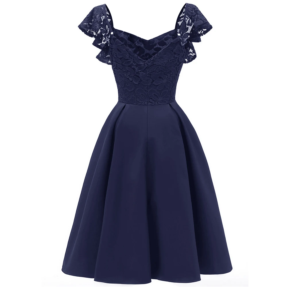 navy blue fit and flare dress