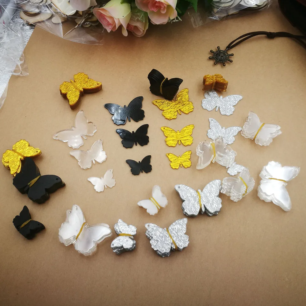 (50pcslot)One Hole Clear Blank Acrylic Keychains butterfly Blank Unfinished acrylic wedding crafts bulk scrapbooking card2