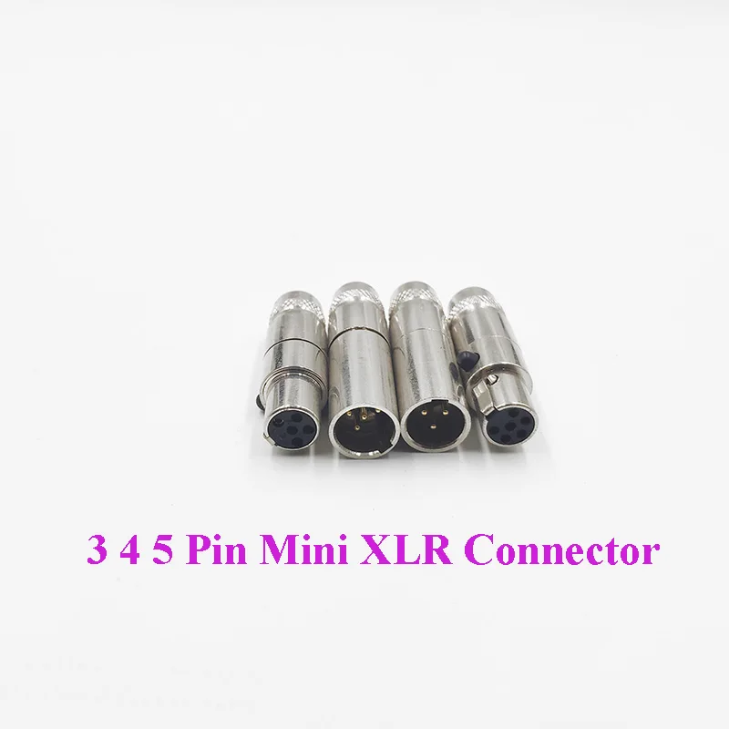 

10pcs 3/4/5 Pin Metal Mini XLR Microphone Audio Connectors 3P 4P 5P Mini XLR Cannon Mic Microphone Male Female Terminals Plug