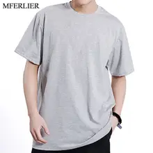 MFERLIER Летняя мужская футболка 5XL 6XL 7XL 8XL большой размер короткий рукав вес 50-150 кг размера плюс Мужская футболка 8 цветов