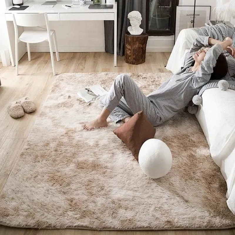 Area Rug Carpet Floor Shaggy Tie-Dyed Polyester Fiber Bedroom Living Room Dining Room Decoration