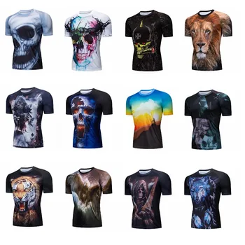 

2020 3D Tiger Wolf Skull Lion MTB Men's Cycling Jersey Short Sleeve Summer Bike Tee Shirt Bicycle Clothing Quick Dry Breathable