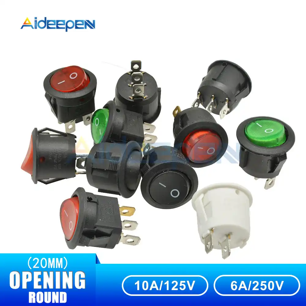 20PCS Boton Interruptor Rocker,Interruptor de Palanca de Encendido y Apagado,Forma de Barco Interruptor,KCD1-101 AC 6A//250V 10A//150V,Mini Interruptores Basculantes para Electrodom/ésticos