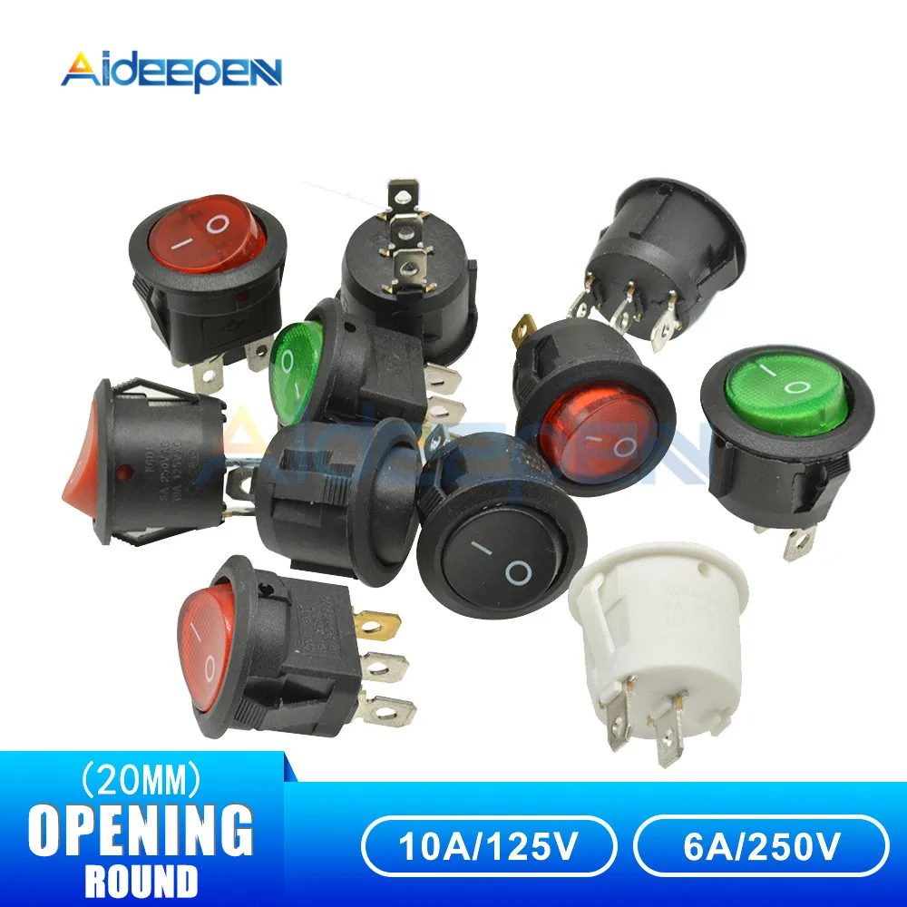 KCD1 кулисный переключатель 2 Pin 3 4 20 мм ВКЛ ВЫКЛ выкл круглый лодочный AC 6A/250 В