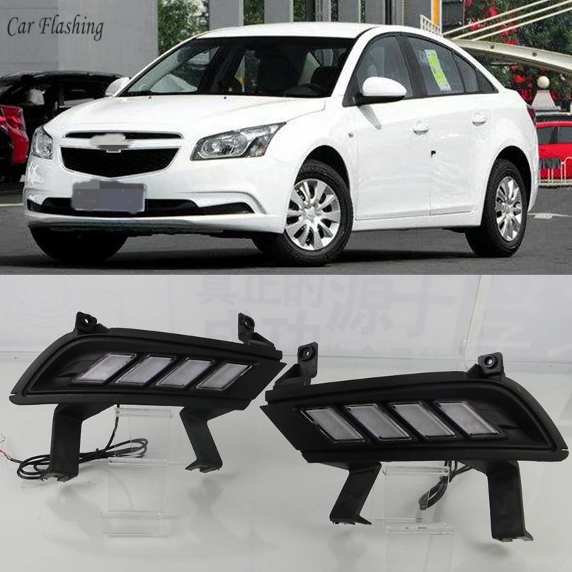 

Car Flashing 1set For Chevrolet cruze 2014 2015 2016 LED DRL Driving Daytime Running Light fog lamp Relay Daylight car-styling