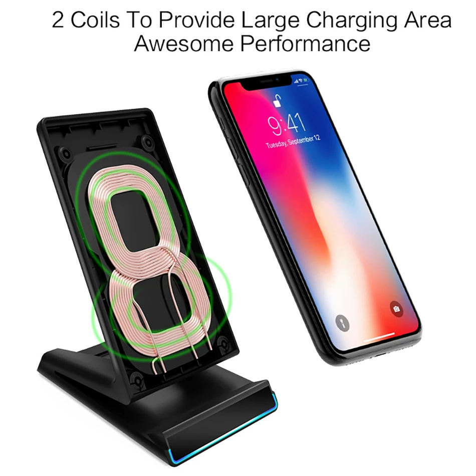 !ACCEZZ Z Shape 7.5W Fast Qi Wireless Charging For iPhone X 8 Plus 10W For Samsung Galaxy Galaxy S9 5W Desktop Charge For Nokia (4)