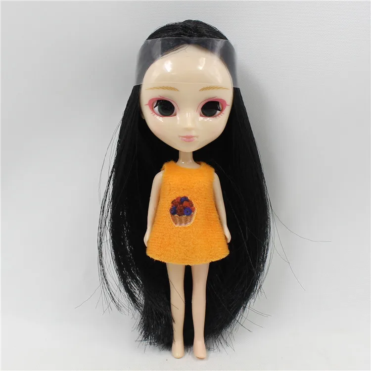 Мини blyth кукла 10 см DIY милые длинные волосы kawaii не закрывает глаза не может изменить цвет глаз - Цвет: E