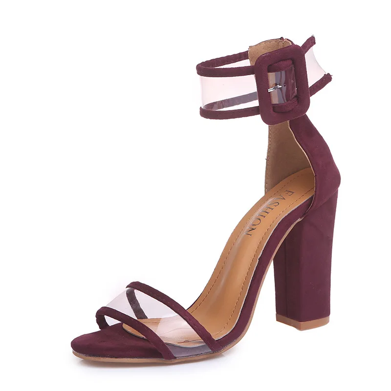 XingDeng/женские босоножки на высоком каблуке; женские прозрачные летние босоножки на тонком каблуке с ремешком на щиколотке; обувь из лакированной кожи; размеры 34-43