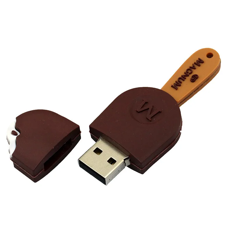 Новый мультфильм эскимо USB флешка 128 ГБ 16 ГБ 8 ГБ силиконовые флэш-накопитель накопитель 32 ГБ 64 ГБ Ice крем Memoria USB Memony Stick