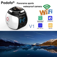Podofo HD 360 Camera Ultra Mini Panoramic Camera WIFI 16MP 3D Waterproof Sports Camera Driving VR Action Camera Video Cam 30m
