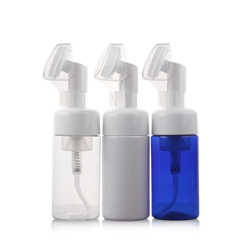 100ML transparent/blue/white foaming bottle with silicon brush or massage brush or cleaning