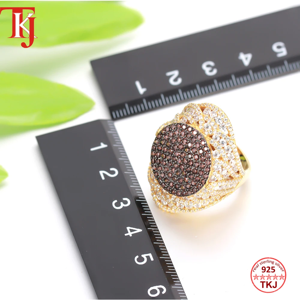 TKJ 925 стерлингового серебра ювелирные изделия Модные обручальные кольца для женщин шпинель Циркон Свадебная церемония кольцо