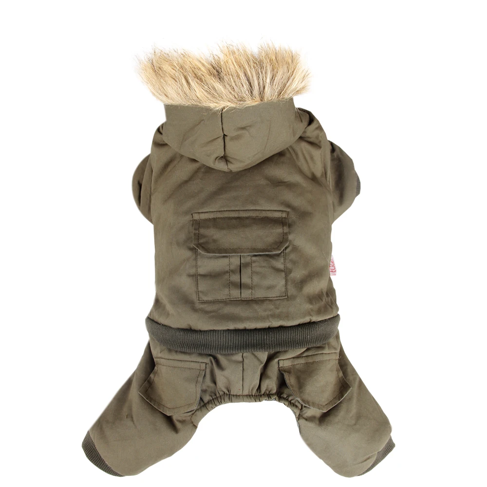 Dog Jumpsuits Winter Warm Clothing For Pet Fur Collar Jacket Durable Puppy Dog Cat Winter Coat Apparel 5 Sizes Freeshipping