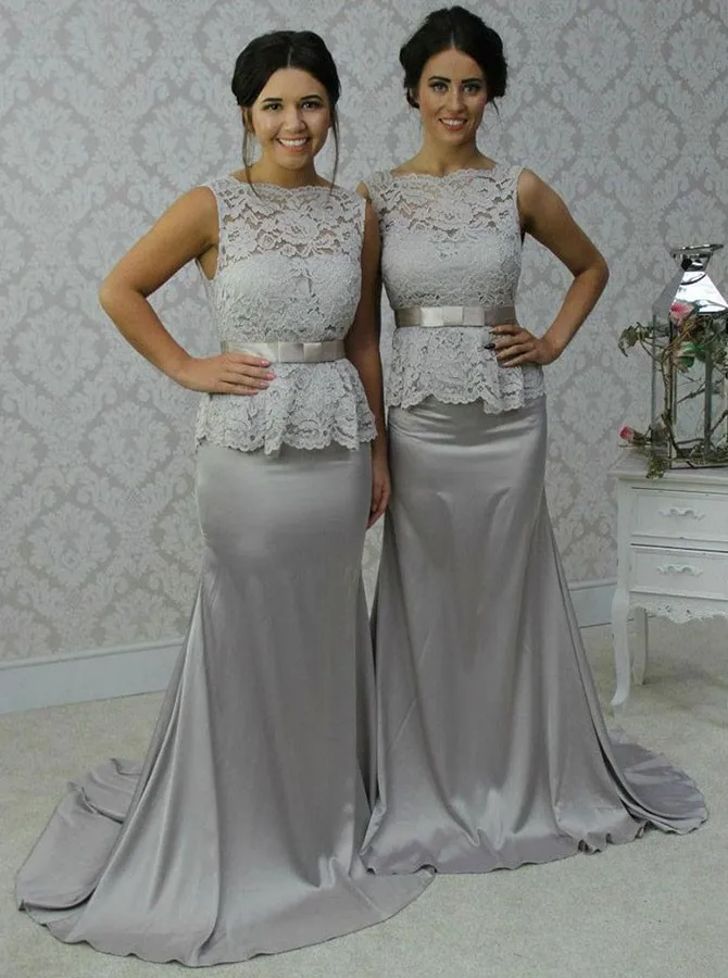 silver gray bridesmaid dresses