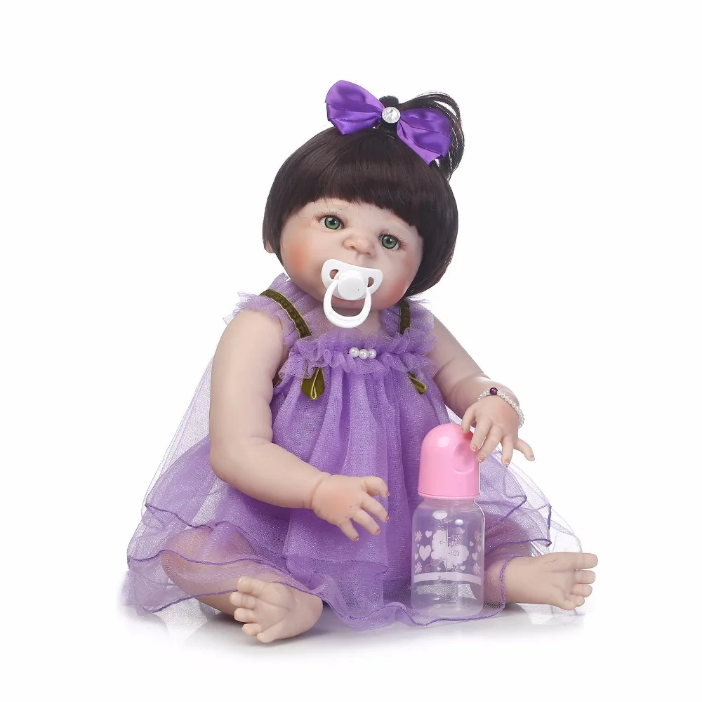 

55cm Full Silicone Reborn Baby Doll Toys Like Real 22inch Newborn Princess Toddler Babies Girls Dolls Bathe Toy Fashion Birthday