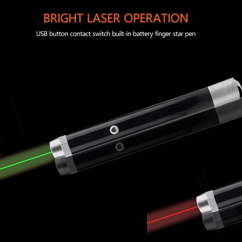 

High Power Green/Red 2 Colors USB Rechargeable Laser Pointer Pen Visible Beam Teaching Presenter Light Hunting Laser