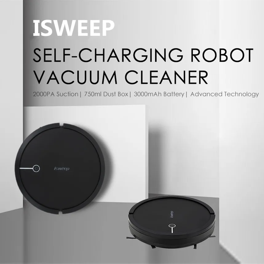 ISWEEP 2000Pa Smart Robot Vacuum Cleaner Max Power Suction With Remote Control Self-Charging Robot  - 33023882113