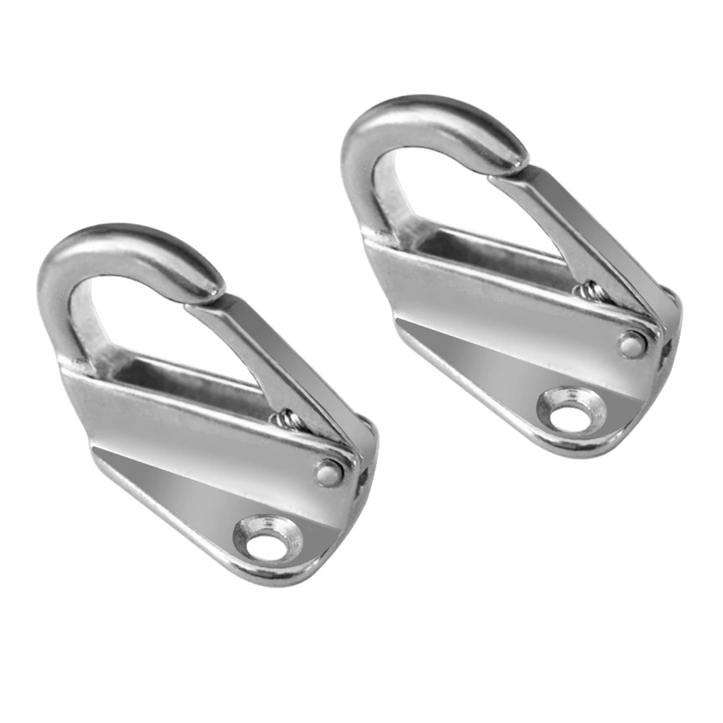 2pcs Marine Grade 316 Stainless Steel Spring Snap Fender Hook Carabiner Link Buckle with Screws 12mm Opening ganchos hamecons 