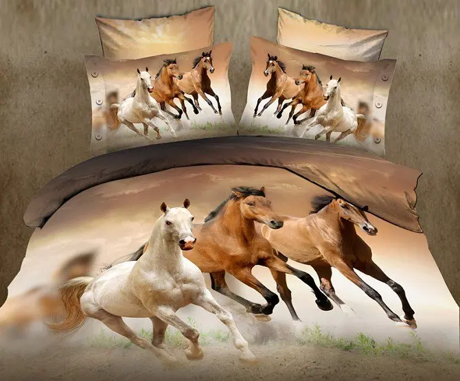 3D Horse Bedding sets Animal print Queen size duvet covers bed in a bag