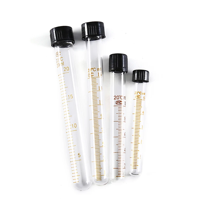 

1pcs Glass Graduated Glass Test Tubes With Black Screw Cap 5ml/10ml//20ml Lab Supplies