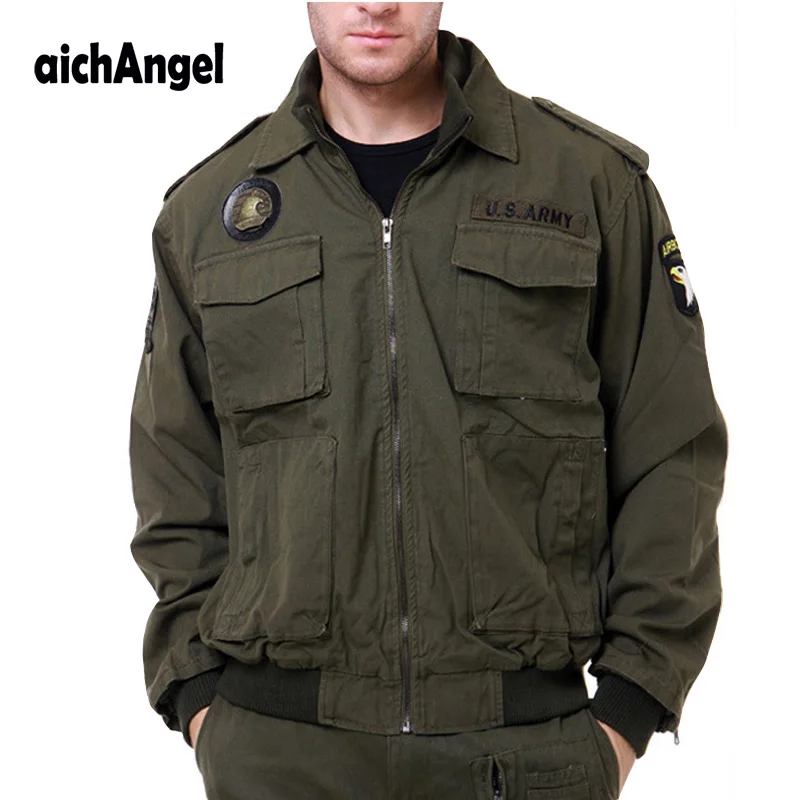 

Autumn Winter Men Bomber Jacket Thick Warm Windproof Jackets Military Army Green Mens Coats & Jackets