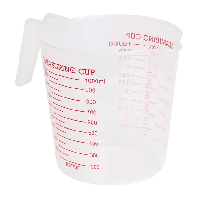 1pcs white plastic food baking 1000ml measuring cup double scale measuring cup size