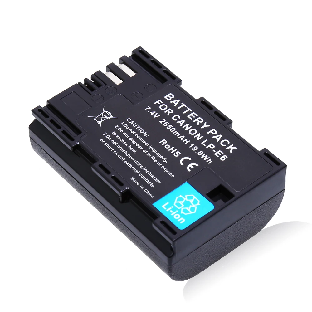 2* LP-E6  Battery 2650mAh LP E6 E6N +LED USB Dual Charger for Canon EOS 60D 70D 5D Mark II 5D Mark III,5D Mark IV digital camera
