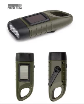 

by dhl 200pcs high quality Mini Emergency Hand Crank Dynamo Solar Flashlight Rechargeable LED Light Lamp Charging Powerful Torch