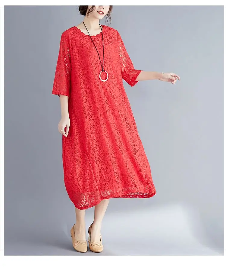 NYFS Новое Стильное летнее платье свободное винтажное длинное платье vestidos robe Elbise Literary Большие размеры женское кружевное платье